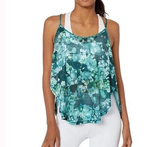 Under Armour UA Teal Green White Butterfly Heat Gear Tank Top Womens size XL
